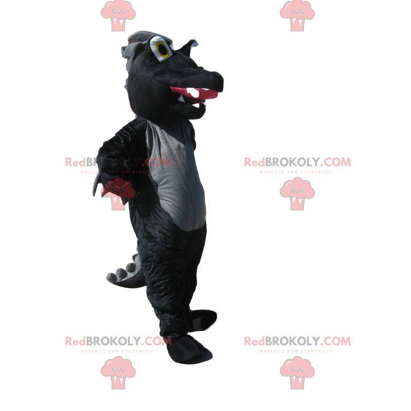 Black and gray dragon mascot with wings