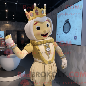 Beige Queen mascot costume...