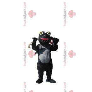Schwarzes und graues Drachenmaskottchen mit Flügeln