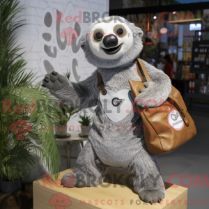Sølv Sloth maskot drakt...
