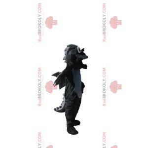 Schwarzes und graues Drachenmaskottchen mit Flügeln