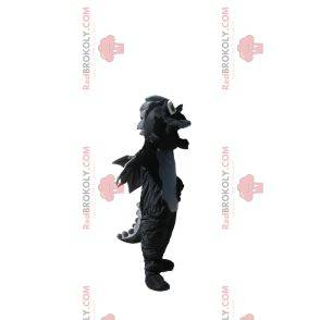 Schwarzes und graues Drachenmaskottchen mit Flügeln