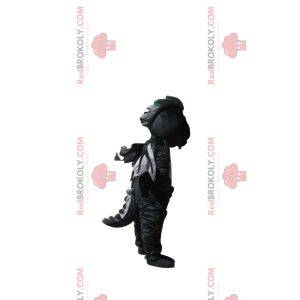 Schwarzes und graues Drachenmaskottchen mit Flügeln