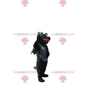 Schwarzes und graues Drachenmaskottchen mit Flügeln