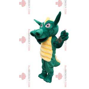 Mascotte de dragon vert avec une crête jaune magnifique