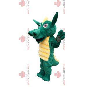 Green dragon mascot with a beautiful yellow crest