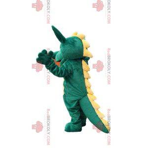 Green dragon mascot with a beautiful yellow crest