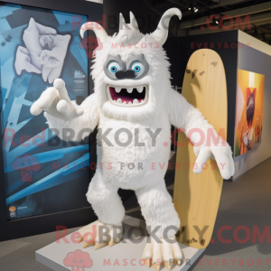 Witte demon mascottekostuum...