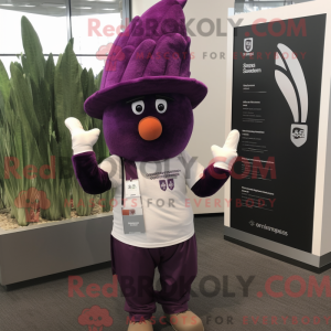 Fantasia de mascote Beterraba-roxa com camisa social e gorros - Mascotes de beterraba - REBROKO_302863 - RedBrokoly.com