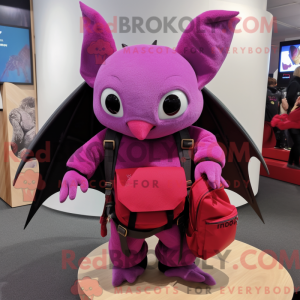 Magenta Bat mascottekostuum...