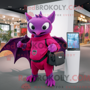 Magenta Bat mascottekostuum...