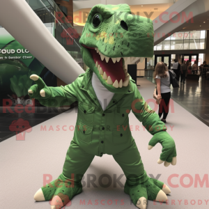 Grøn Allosaurus maskot...