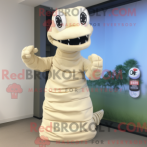 Fantasia de mascote de hidra bege com macacão e presilhas de cachecol - Mascotes da hidra - REBROKO_302932 - RedBrokoly.com