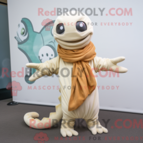 Fantasia de mascote de hidra bege com macacão e presilhas de cachecol - Mascotes da hidra - REBROKO_302935 - RedBrokoly.com