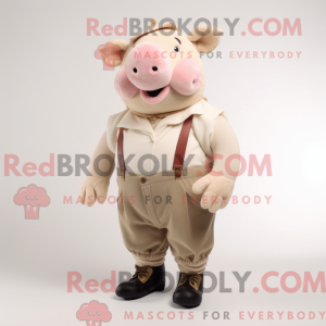 Beige gris maskot drakt...