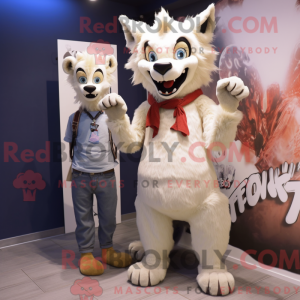 Creme Hyæne maskot kostume...