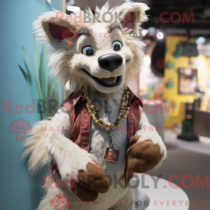 Creme Hyæne maskot kostume...