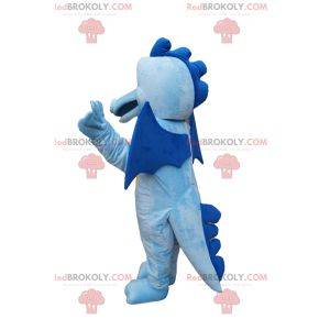 Blue and yellow dragon mascot with small wings