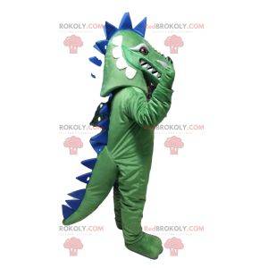 Green and blue dinosaur mascot. Dinosaur costume