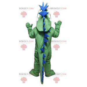 Green and blue dinosaur mascot. Dinosaur costume