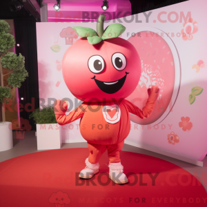 Rosa tomatmaskotdraktfigur...