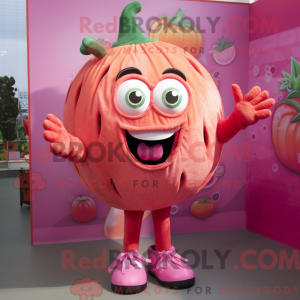 Rosa tomatmaskotdraktfigur...
