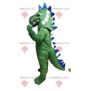Groene en blauwe dinosaurus mascotte. Dinosaurus kostuum