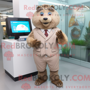 Beige Beaver maskot drakt...