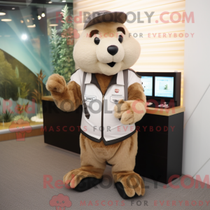 Beige Beaver mascot costume...