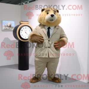 Beige Beaver maskot kostume...