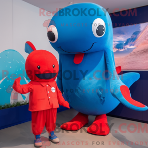 Red Blue Whale maskot...