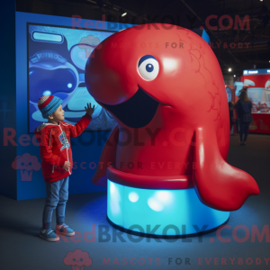 Roter Blauwal Maskottchen...