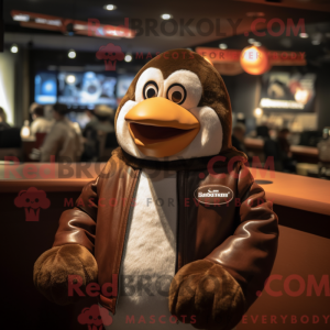 Brun Penguin maskot drakt...