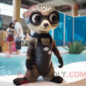 Sort Meerkat maskot kostume...