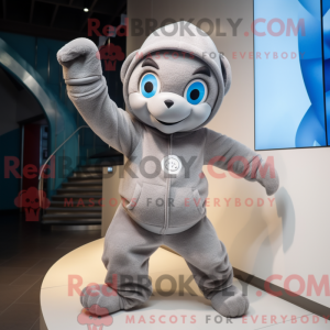 Grå Acrobat maskot kostume...