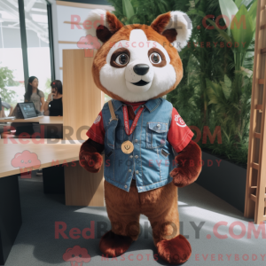 Beige rød Panda maskot...