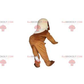 Mascotte cammello marrone con una criniera bianca