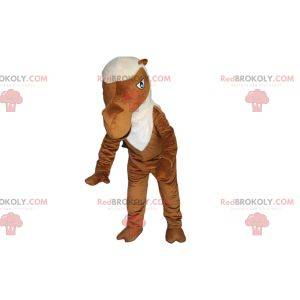 Mascote camelo marrom com uma juba branca