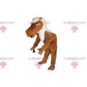 Brown camel mascot with a white mane