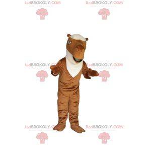 Braunes Kamelmaskottchen mit weißer Mähne