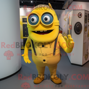 Gul Cyclops maskot kostume...