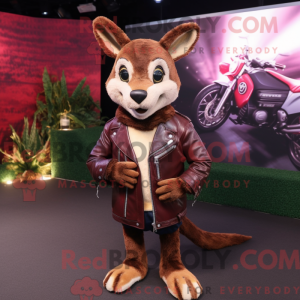 Maroon Kangaroo mascot...