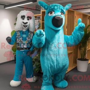 Turkis lama maskot kostume...
