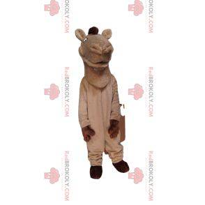 Mascotte de cheval beige avec une crinière marron