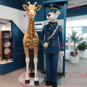 Navy Giraffe maskot kostume...