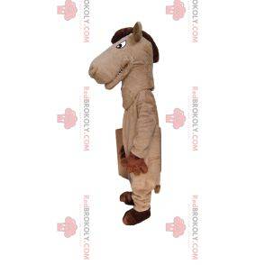 Beige hestemaskot med brun manke