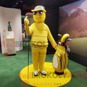 Gul Golf Bag maskot kostyme...