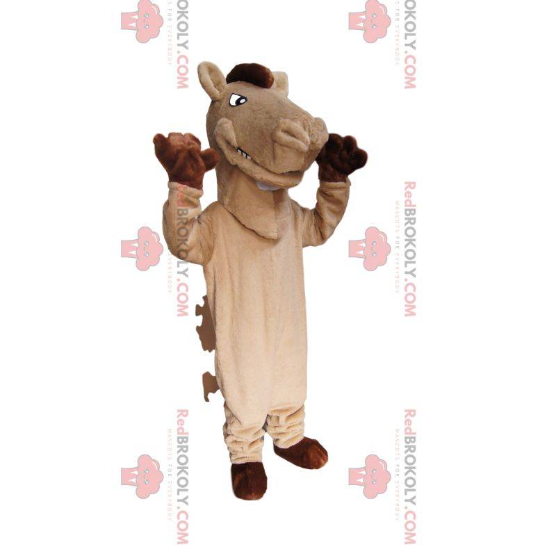 Cavalo mascote bege com crina marrom Cavalo mascote bege com crina marrom