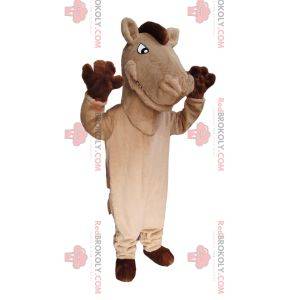 Beige hestemaskot med brun manke