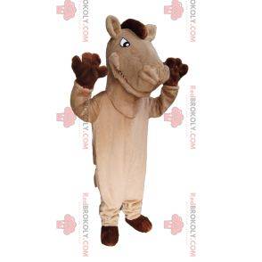 Beige hestemaskot med brun manke